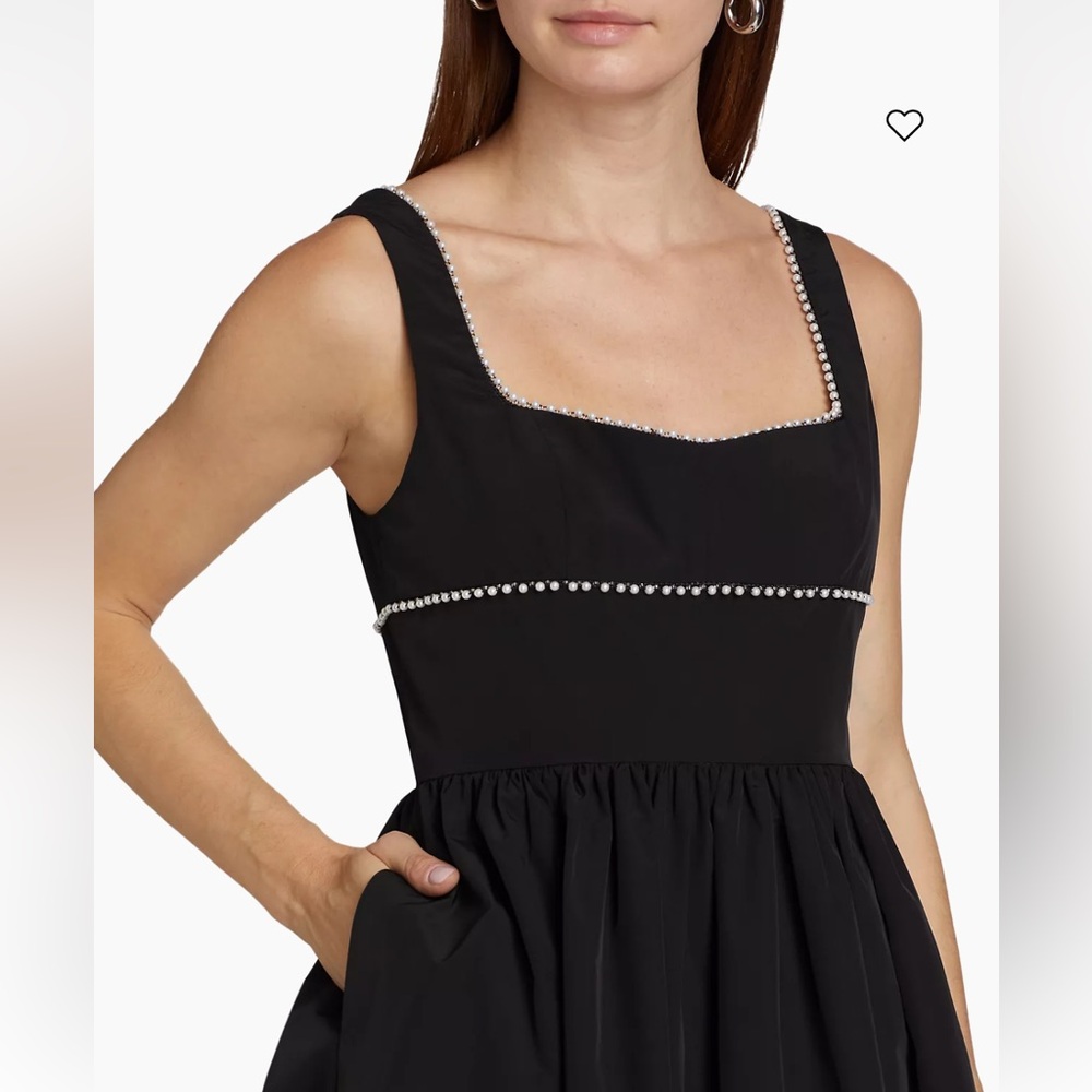 NWT NEW Amanda Uprichard Basilia Elegant Black Mini Dress Pearl Accents Small - Picture 3 of 11